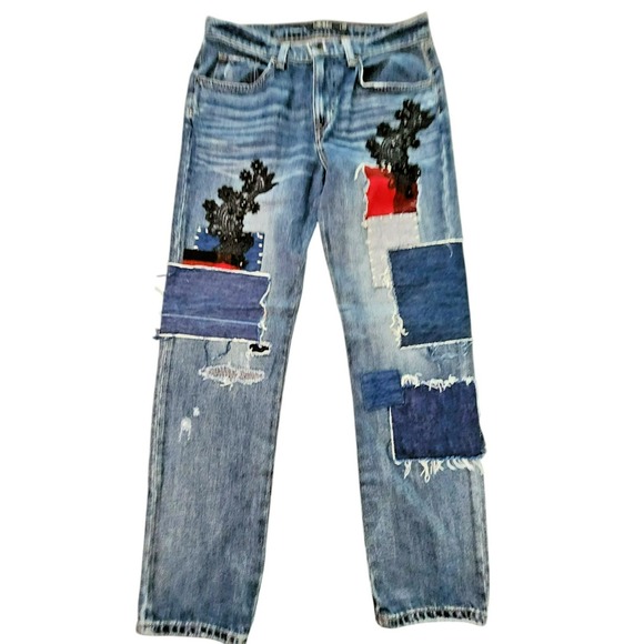 Lauren Ralph Lauren Patchwork Relaxed Taper‎ Jeans Size 2